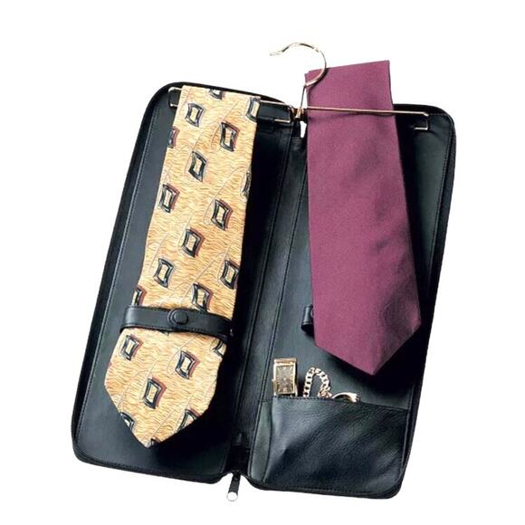 Royce Travel Tie Case-NEW IN BOX-Brown Leather-Full Zipper-Gift Idea - Picture 1 of 13
